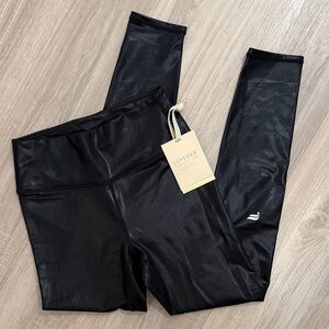 Fabletics Luxe Faux Leather/Shiny Black Leggings